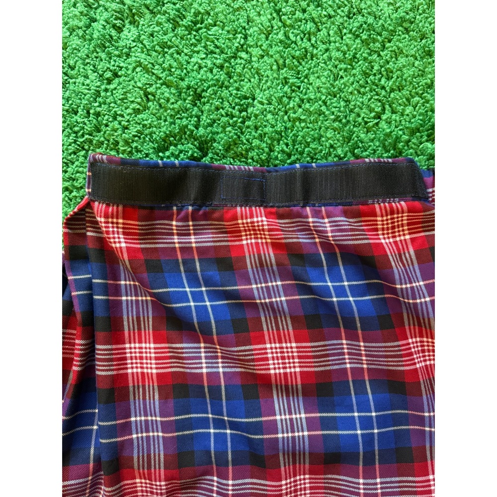 Sport Kilt Red Blue Tartan Plaid Pleated Mini Kilt with Pocket Mens Womens (B) - Picture 6 of 9